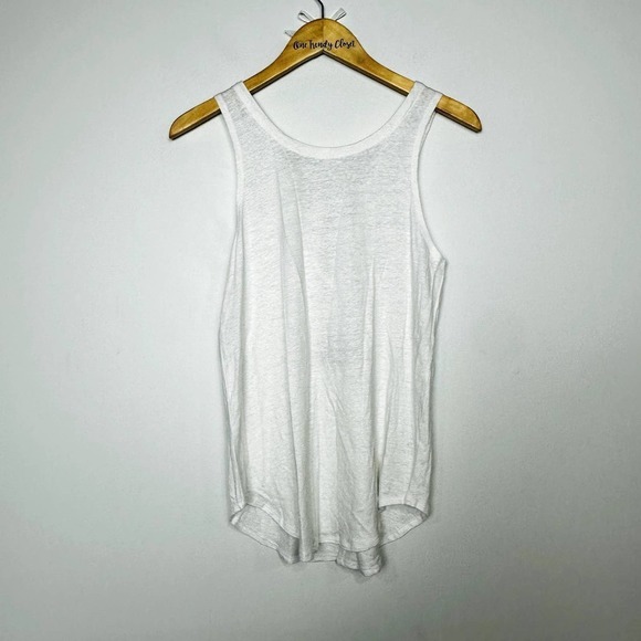 Chaser NWT Scoop Neck Lace Up Back Muscle Tunic Tank Top White Sz Medium CW7138 - Picture 1 of 5